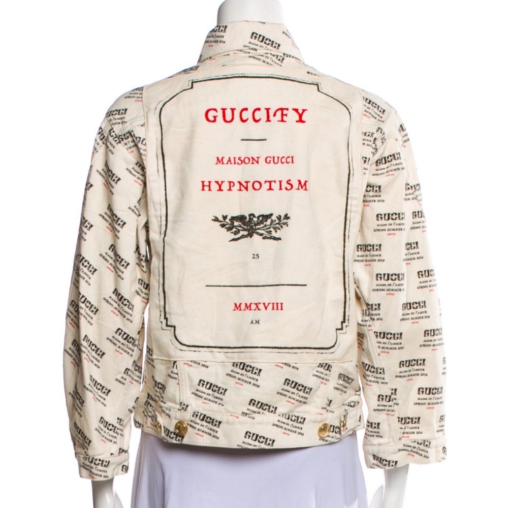 Gucci Guccify White Denim Logo Jean Jacket SMALL